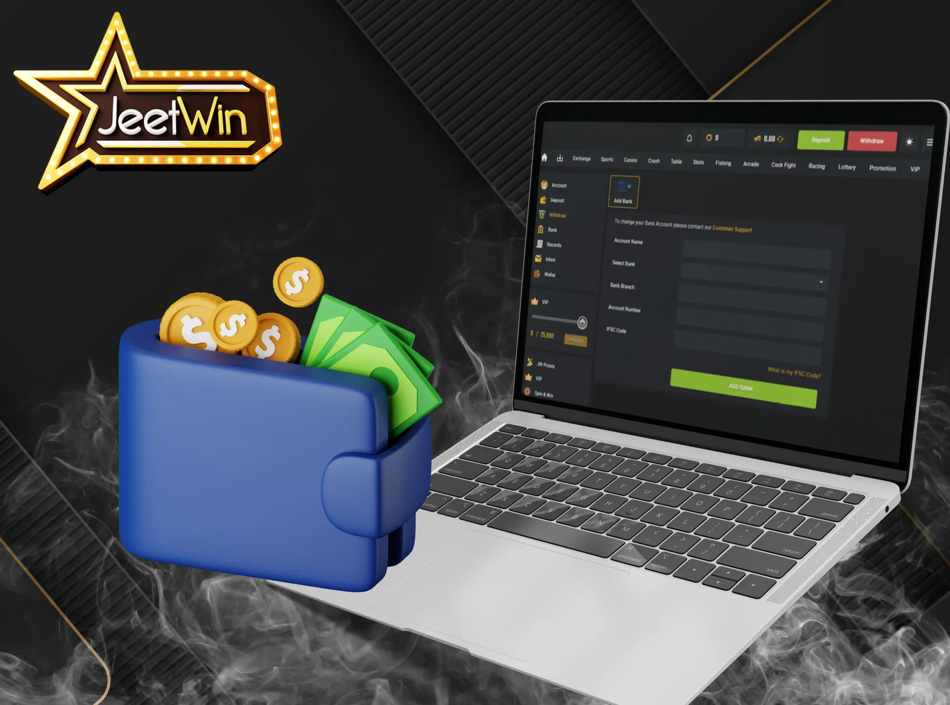 JeetWin website has implemented an easy and secure deposit system.