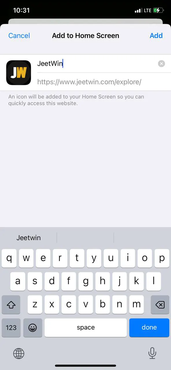 Complete the installation of the JeetWin app and launch on your iOS device.