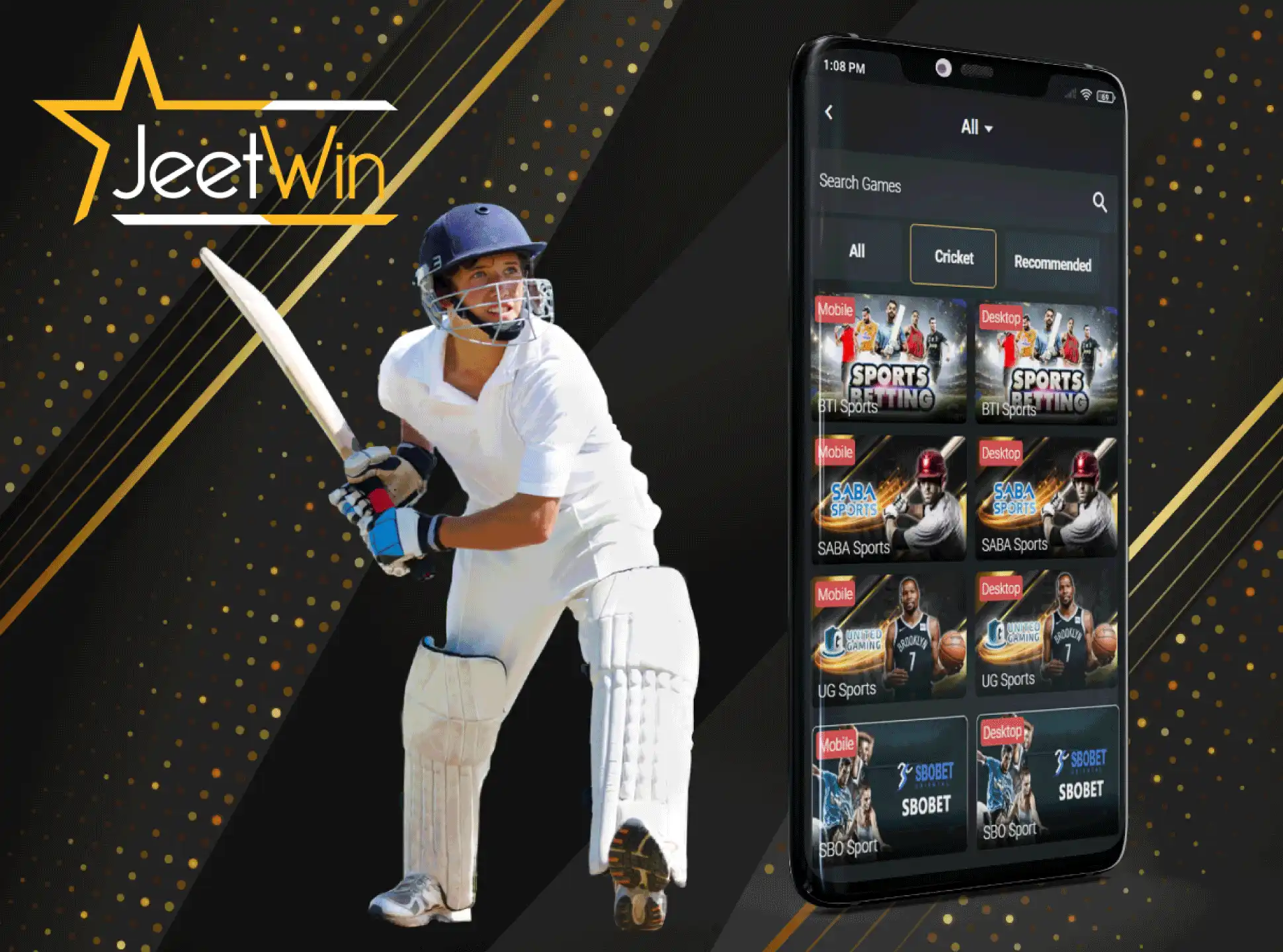 You can bet on cricket via the JeetWin mobile app.