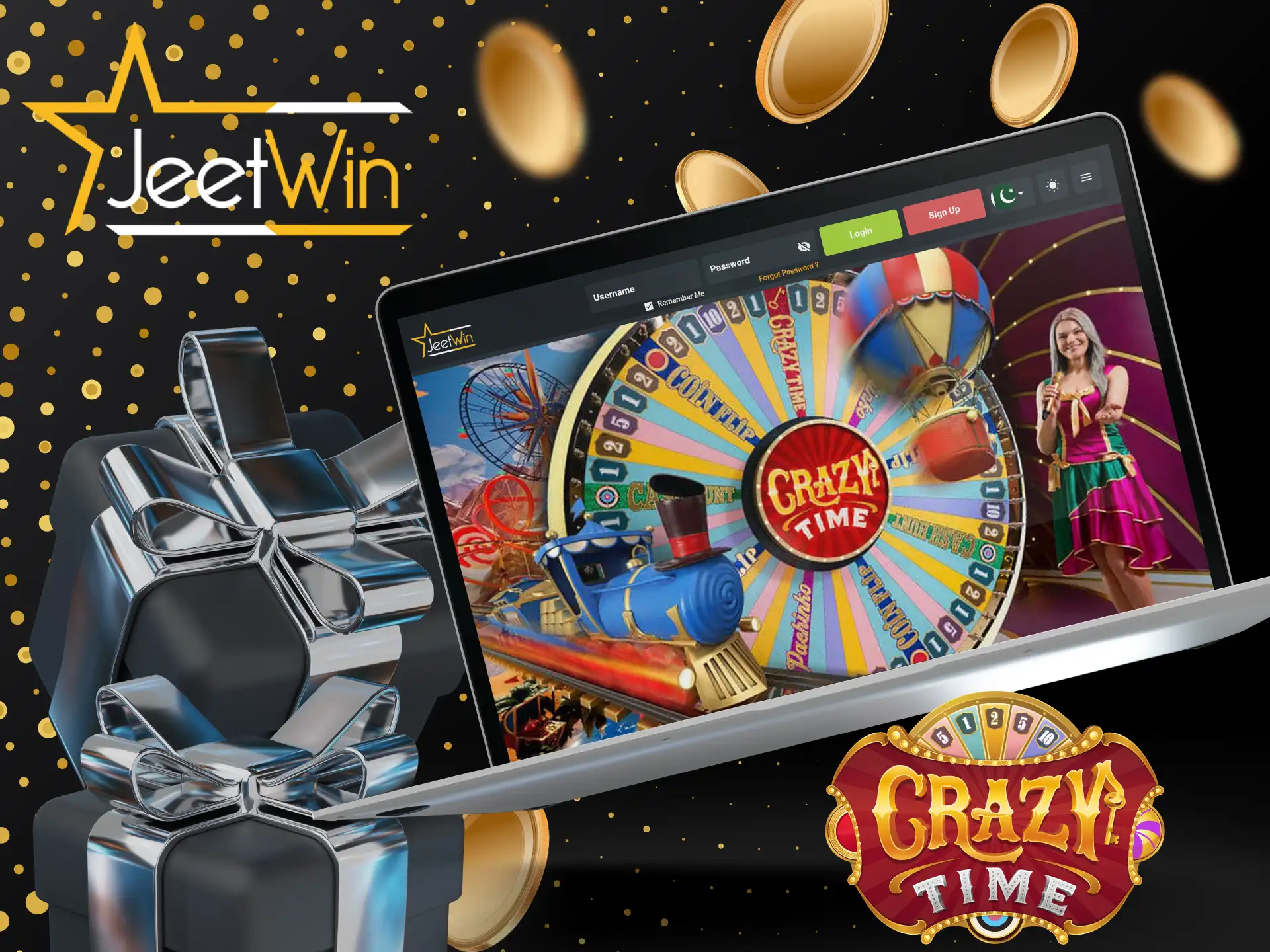 Take part in the Crazy Time bonus games at JeetWin.