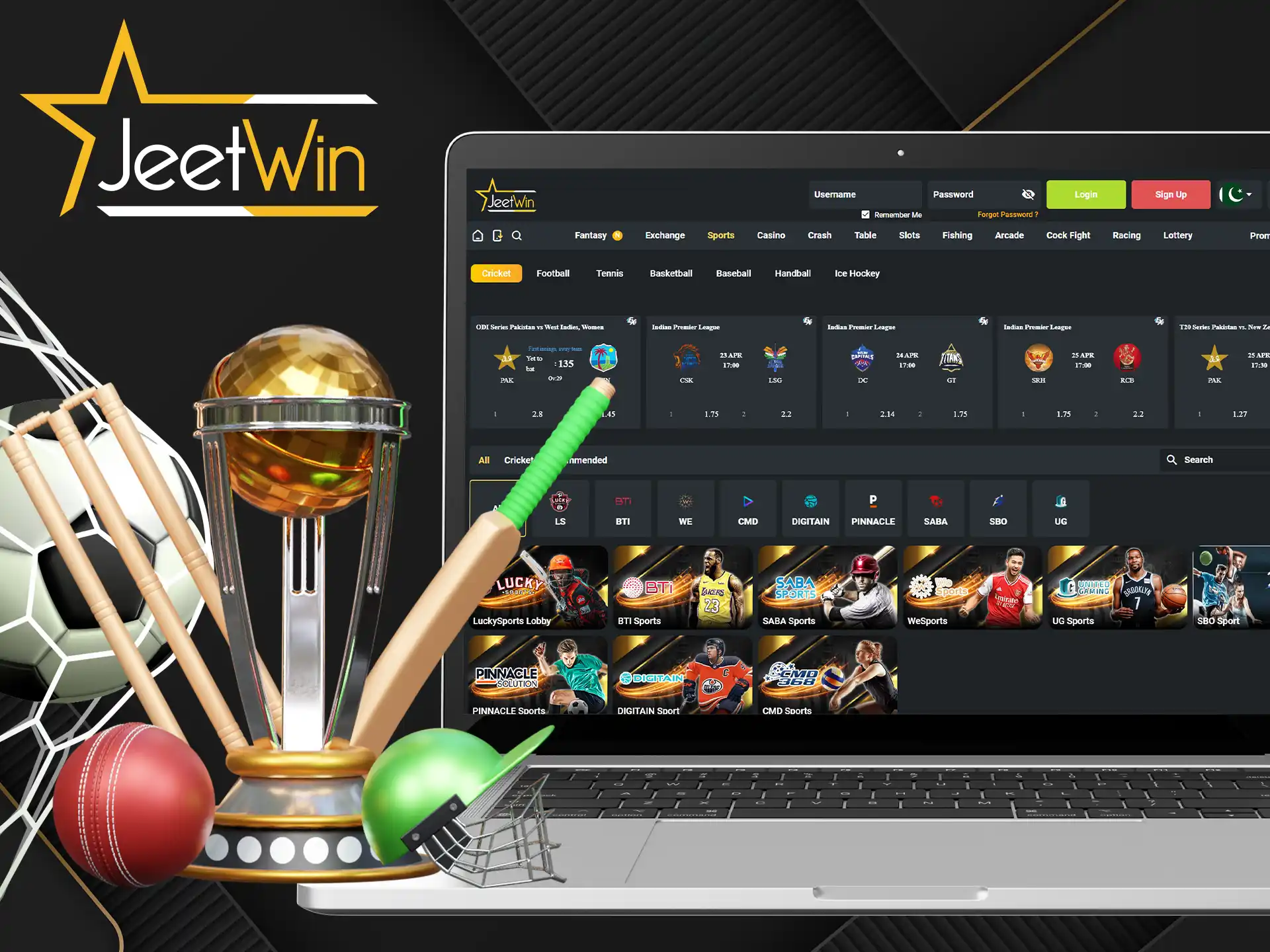 JeetWin offers betting on the most popular sports to Pakistani users.