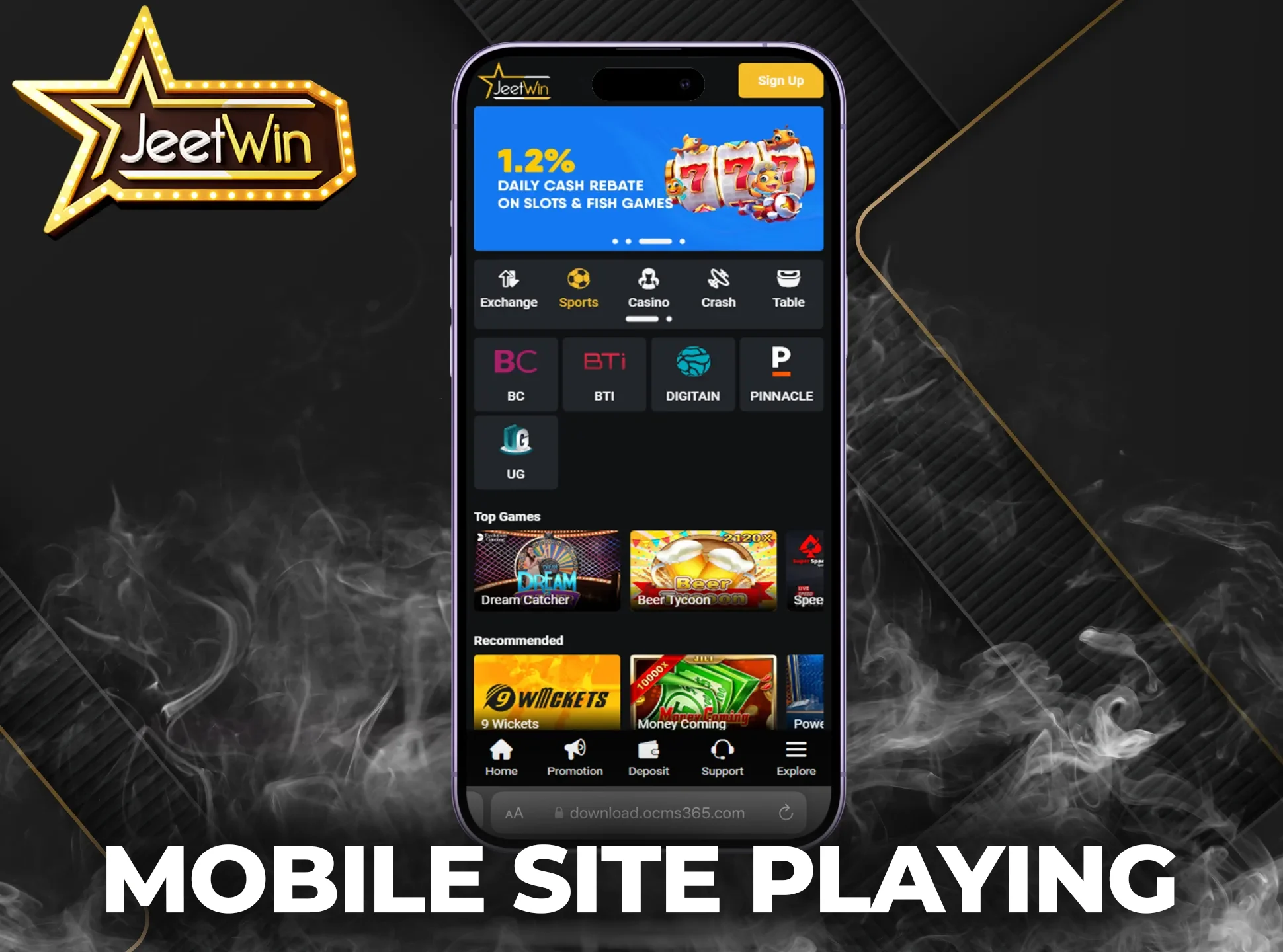 Players can use the mobile version of the JeetWin website.