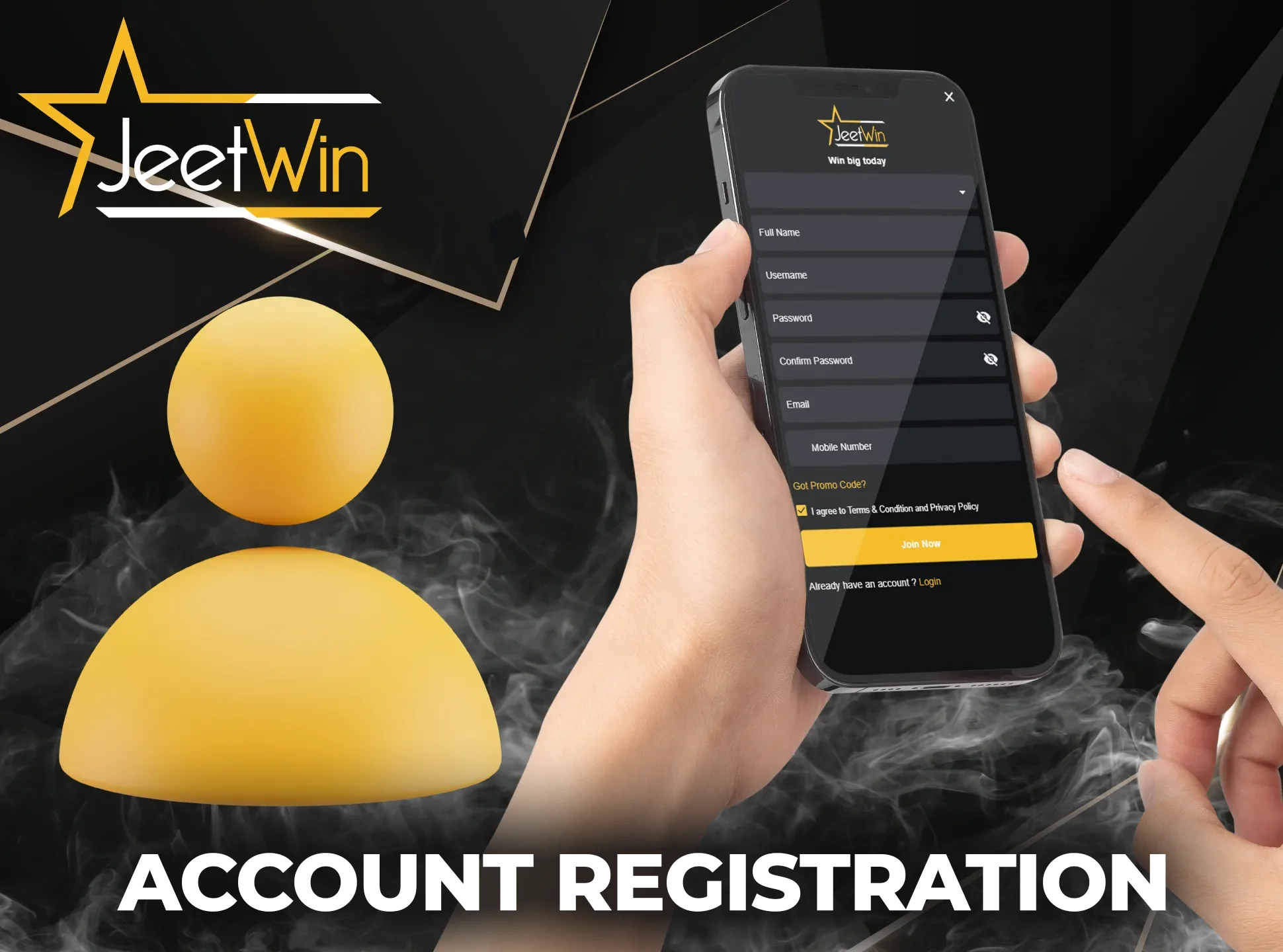 Go through the account registration process in the JeetWin app.