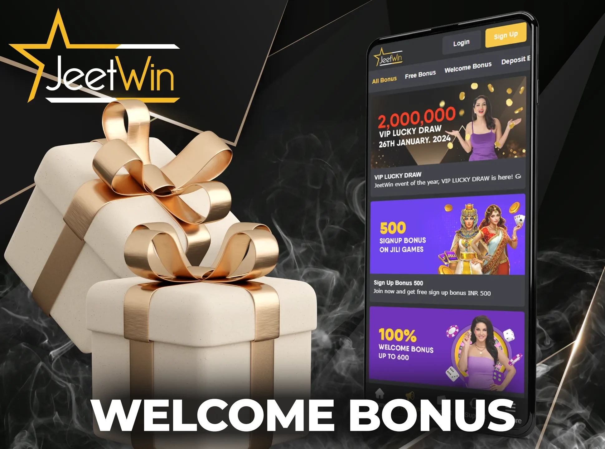 Sign up on the JeetWin app and get a welcome bonus.