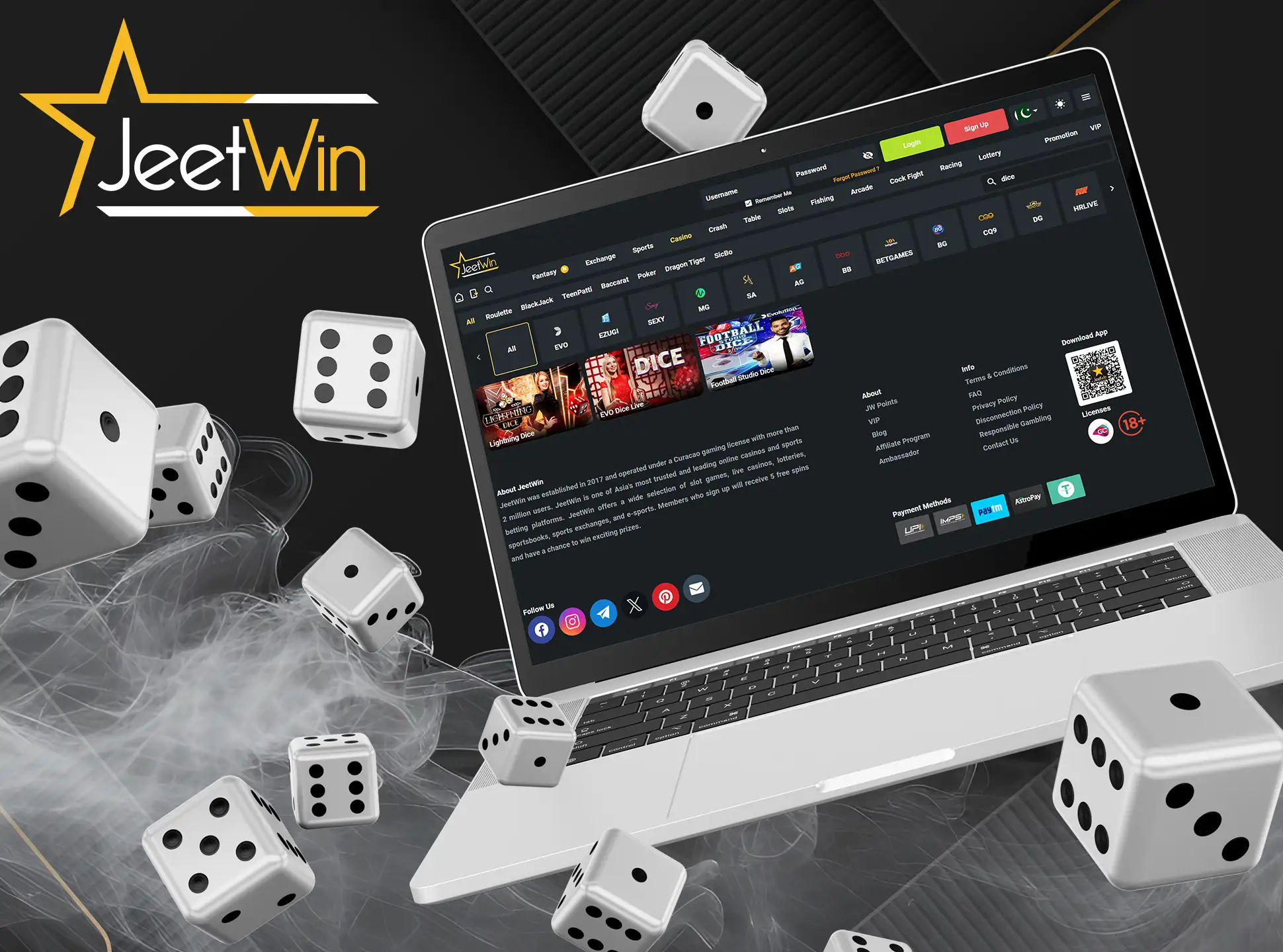 To start playing Dice Games go through the registration process at JeetWin.