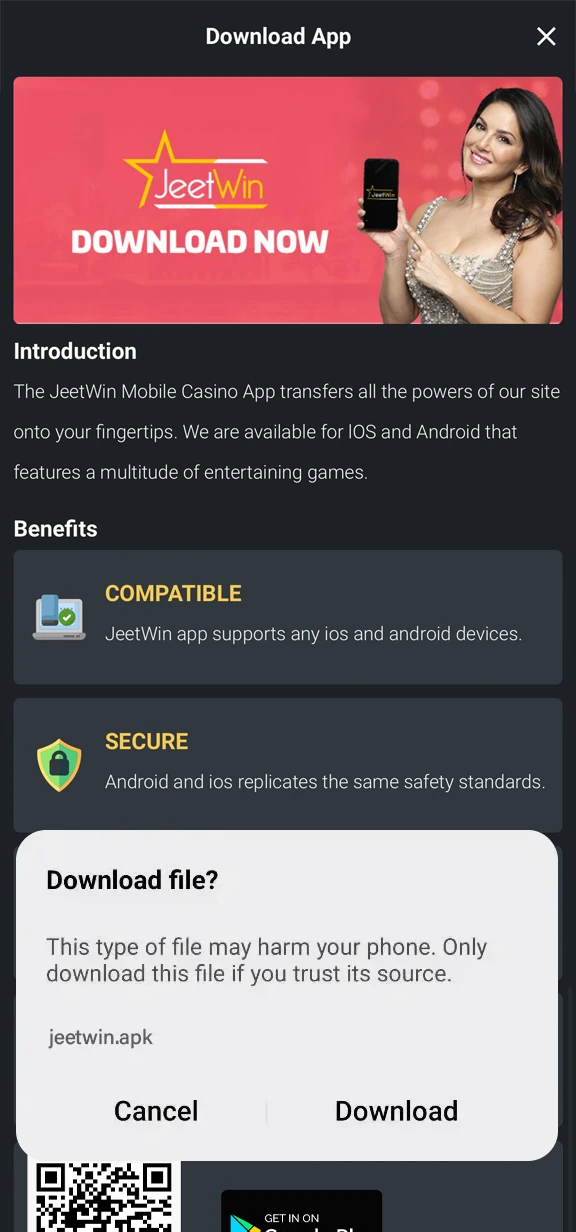 Download the APK file to install the JeetWin application.