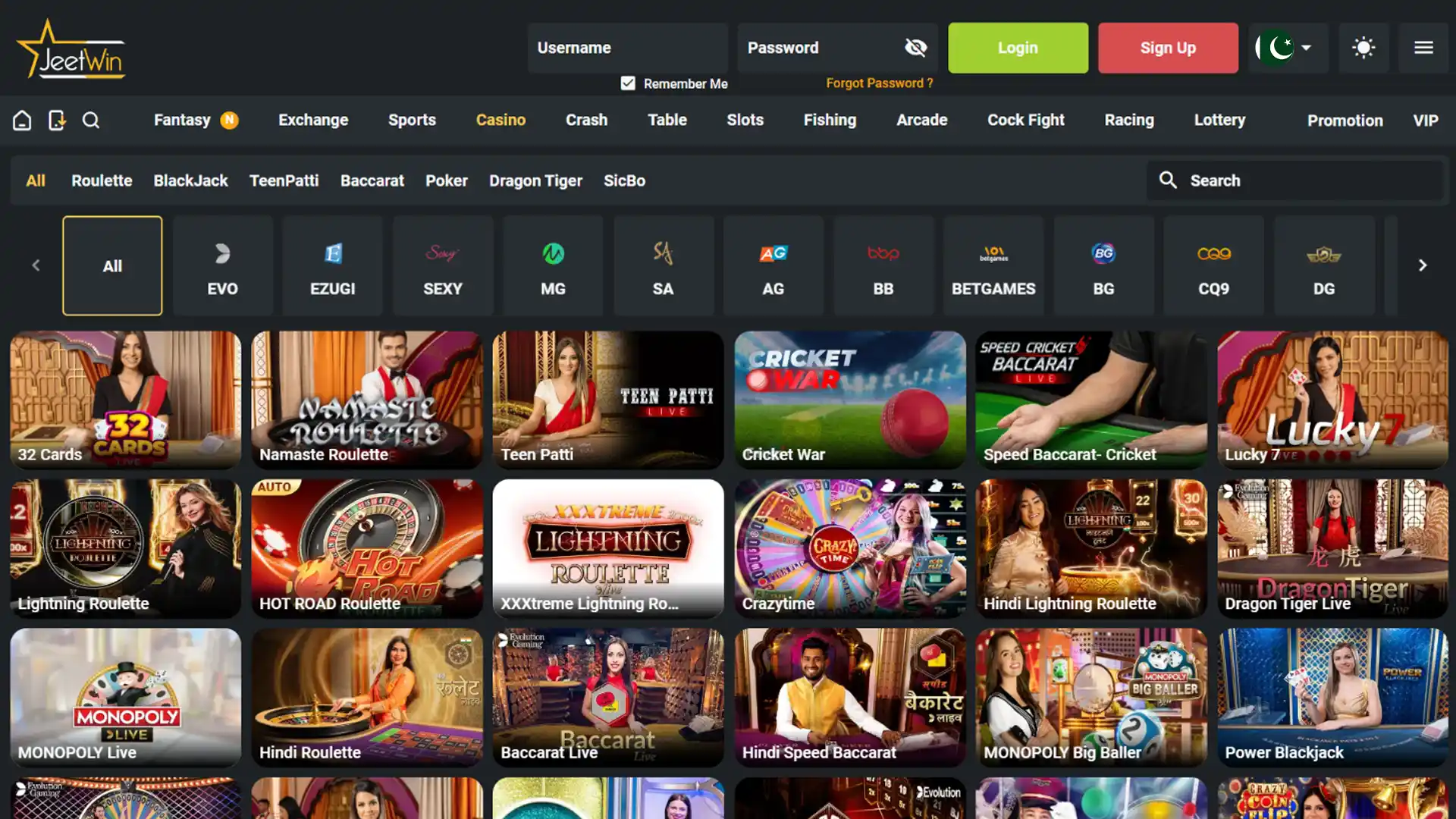 Play your favorite casino games with Jeetwin.