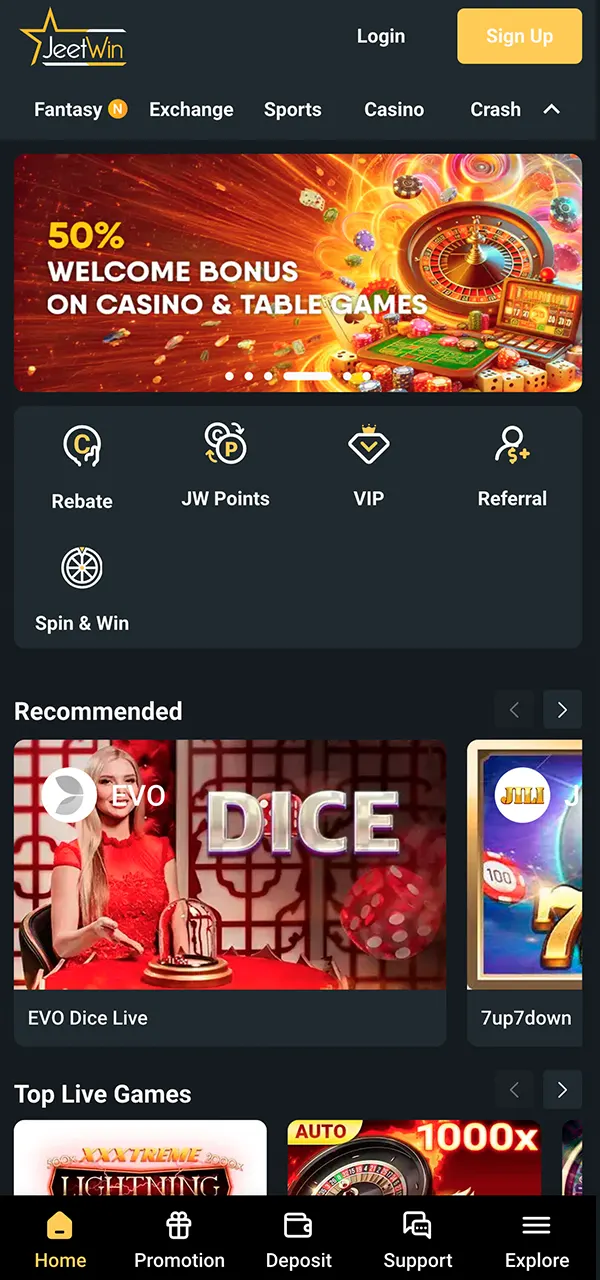 Play gambling games on the JeetWin platform.