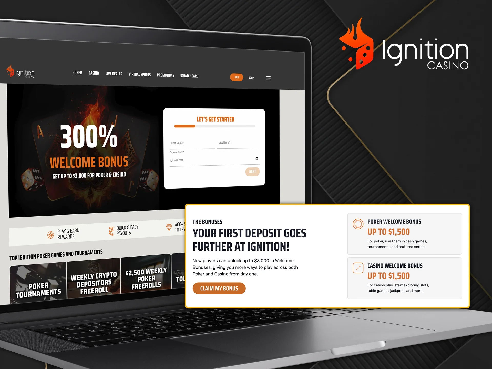 Make your first deposit at Ignition Casino and show off your skills on the best slots.